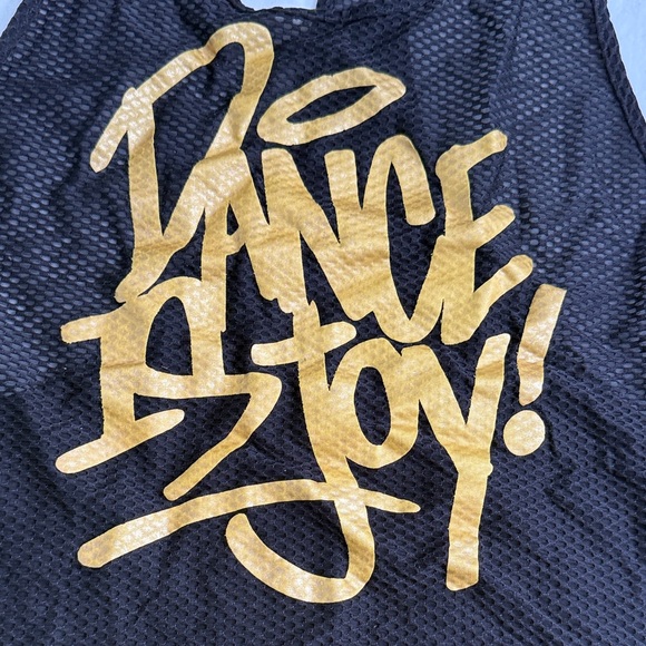 Zumba Fitness Black Racerback Tank with Gold 'Dance & Enjoy' Script - Picture 3 of 4